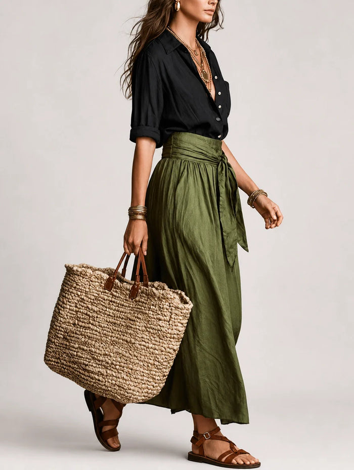 Delphine | Robe Longue Asymétrique Élégante et Fluide