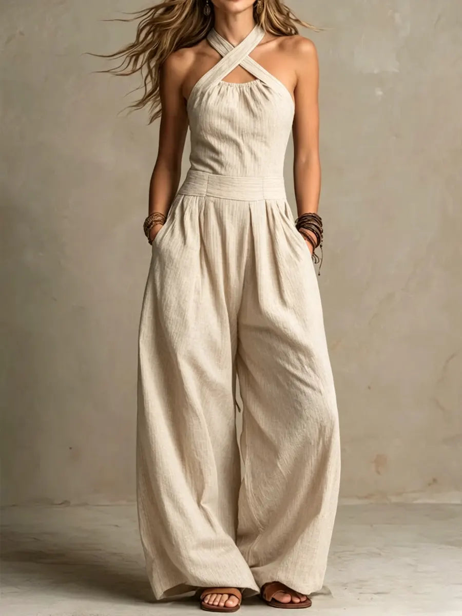 Isabella | Combinaison Longue Fluide à Col Halter