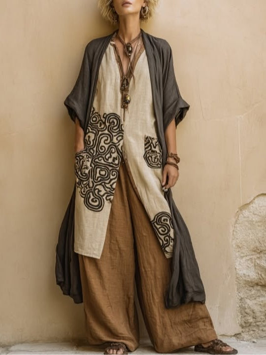 Gabrielle | Ensemble Trois Pièces Bohème Nomade à Motif Tribal