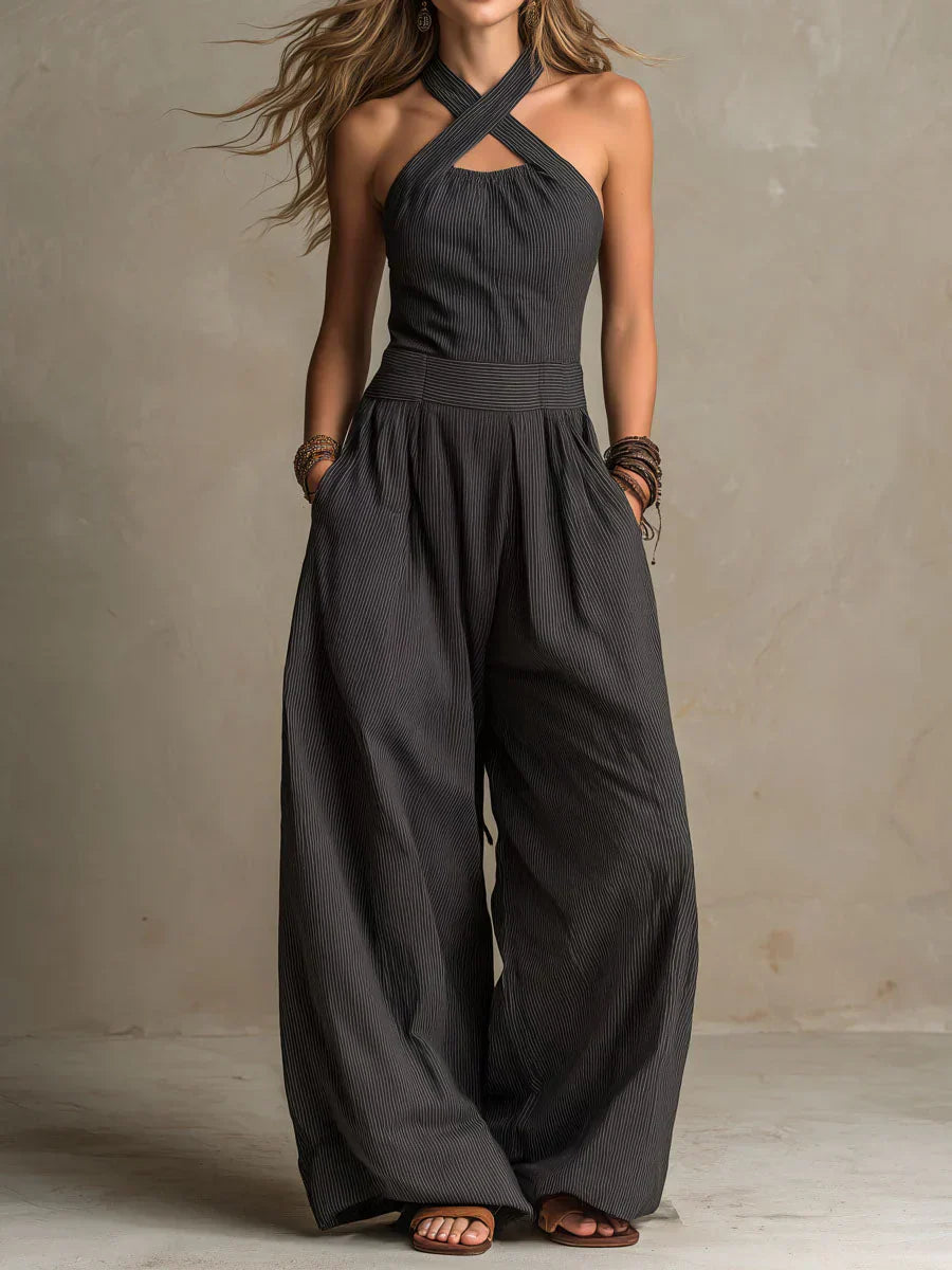 Isabella | Combinaison Longue Fluide à Col Halter